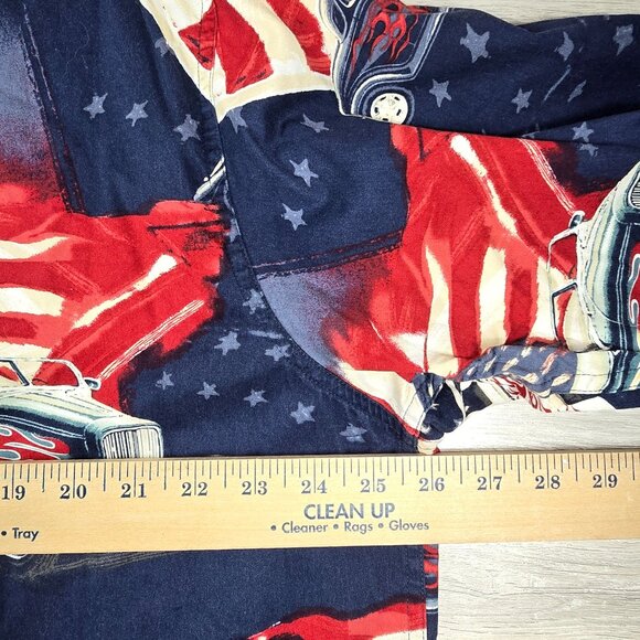 Redhead Men's Shirt Sz XL Short Sleeved American Flag Classic Cars 4rth of July - Picture 3 of 8
